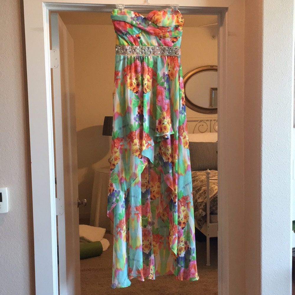 Nordstrom B.P. Floral High-Low Strapless Dress